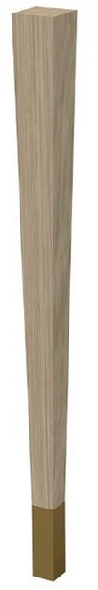 29" Square Tapered Leg & 4" Satin Brass Ferrule White Oak with Semi-Gloss Clear Coat Finish 2.25" SQ. x 29" H