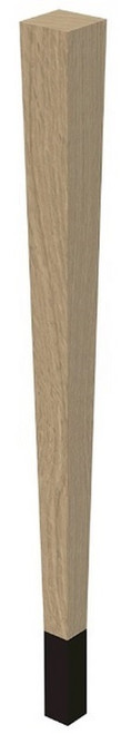 29" Square Tapered Leg & 4" Wrought Iron Ferrule White Oak with Semi-Gloss Clear Coat Finish 2.25" SQ. x 29" H