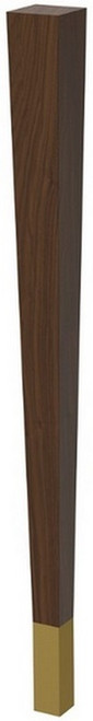 29" Square Tapered Leg & 4" Satin Brass Ferrule Walnut 2.25" SQ. x 29" H