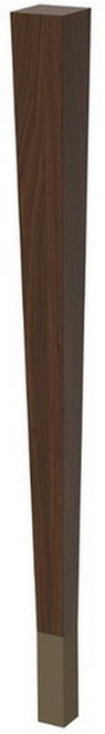 29" Square Tapered Leg & 4" Warm Bronze Ferrule Walnut with Semi-Gloss Clear Coat Finish 2.25" SQ. x 29" H