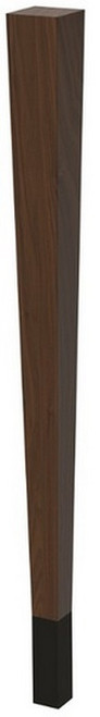 29" Square Tapered Leg & 4" Wrought Iron Ferrule Walnut 2.25" SQ. x 29" H