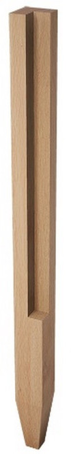 Notched 2" X 29" SQ. Leg with Foot Red Oak 2" SQ. X 29" H