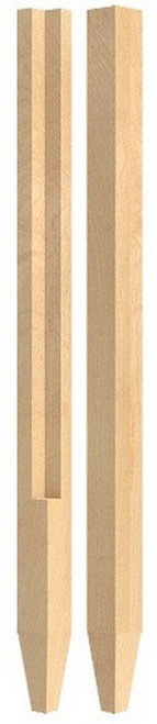 Notched 2" Square Island Column w/Foot White Oak 2" SQ. X 34.5" H