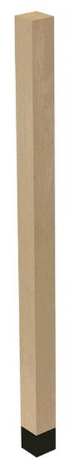 2" x 35.25" Square Leg with Wrought Iron Sleeve Hard Maple 2" SQ. x 35.25" H