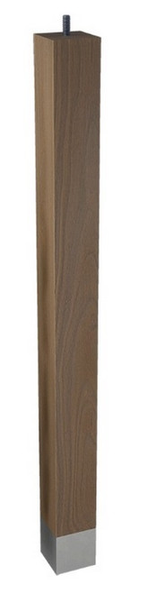 2" x 24" Square Leg w/Bolt & Brushed Aluminum Sleeve Walnut 2" SQ. x 24" H