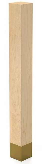 3" X 29" SQ. Leg with Satin Brass Sleeve Red Oak 3" SQ. X 29" H