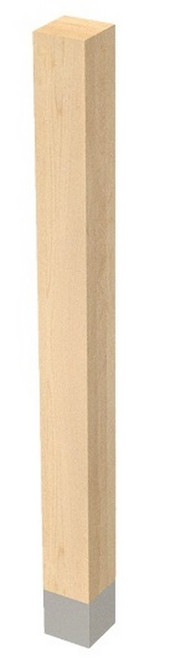 3" X 35.25" Square Leg with Brushed Aluminum Sleeve Hard Maple 3" SQ. X 35.25" H