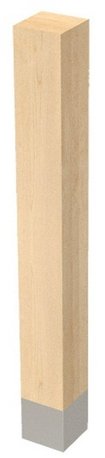 4" X 35.25" Square Leg with Brushed Aluminum Sleeve Hard Maple 4" SQ. X 35.25" H