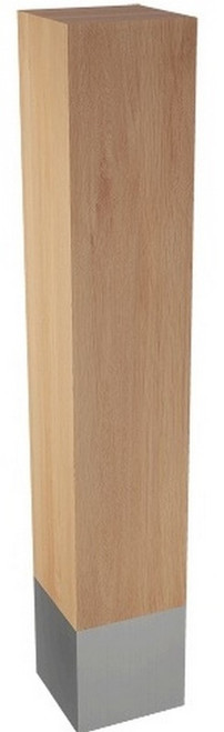 5" X 29" SQ. Leg with Brushed Aluminum Sleeve Red Oak 5" SQ. X 29" H