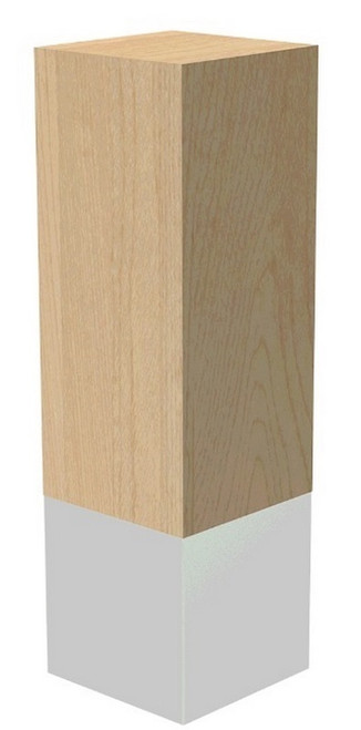 3" X 10" SQ Leg with Natural Aluminum Sleeve Red Oak 3" SQ. X 10" H