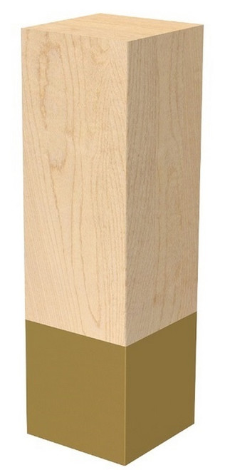 3" X 10" Square Leg with Satin Brass Sleeve Cherry 3" SQ. X 10" H