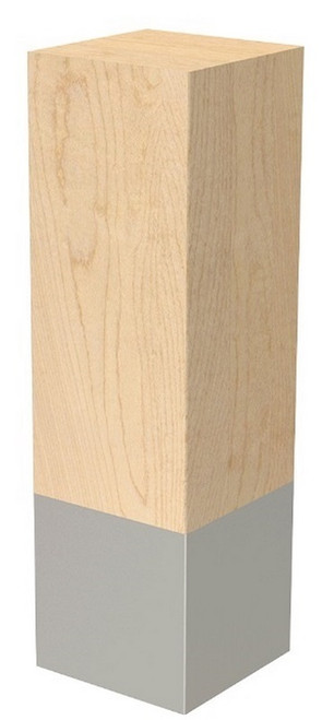 3" X 10" Square Leg with Brushed Aluminum Sleeve Hard Maple 3" SQ. X 10" H