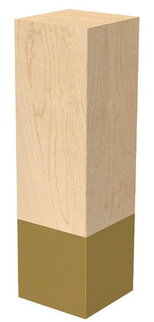 3" X 10" Square Leg with Satin Brass Sleeve White Oak 3" SQ. X 10" H