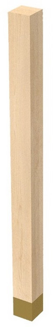 3" X 42.25" Square Leg with Satin Brass Sleeve Red Oak 3" SQ. X 42.25" H