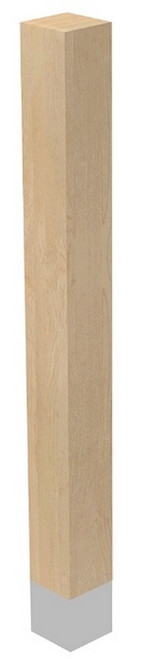 4" X 42.25" SQ Leg with Natural Aluminum Sleeve Hard Maple 4" SQ. X 42.25" H