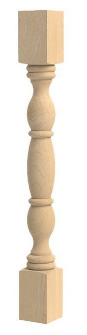 English Country Double Square Island Column Hard Maple 3.75" SQ. X 35.25" H