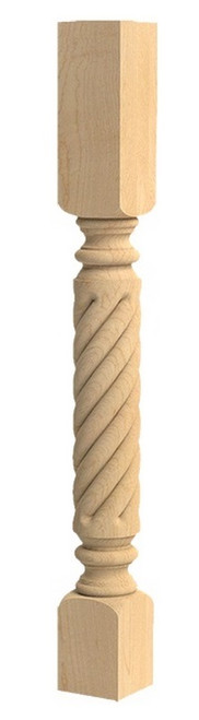 Roped Roman Classic Island Column Red Oak 3.75" SQ. X 35.25" H