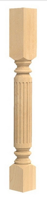 Fluted Roman Classic Island Column Alder 3.75" SQ. X 35.25" H