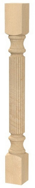 Traditional Reeded Island Column Cherry 3.5" SQ. X 34.5" H