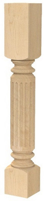 Large Diameter Fluted Roman Classic Island Column Hard Maple 5" SQ. X 35.25" H