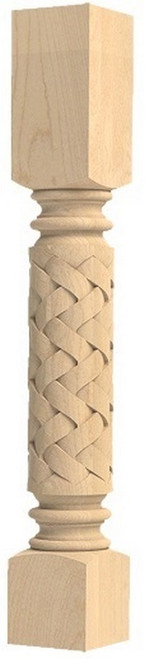 Large Diameter Weaved Roman Classic Island Column Hard Maple 5" SQ. X 35.25" H