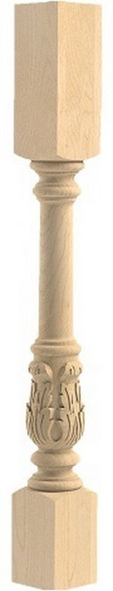 Acanthus Urn Column Hard Maple 3.75" SQ. X 35.25" H