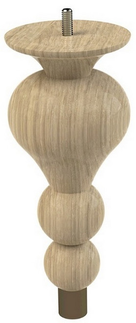 9" Tipt Toe Bun Foot with 1" Warm Bronze Ferrule White Oak 3.625" Diam x 9" H