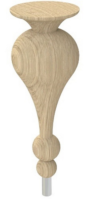 18" Tipt Toe Bun Foot & 2" Chrome Ferrule White Oak with Semi-Gloss Clear Coat Finish 6" Diam x 18" H