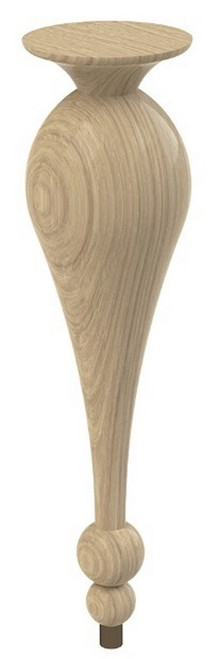 24" Tipt Toe Bun Foot & 2" Warm Bronze Ferrule Hardwood with Semi-Gloss Clear Coat Finish 6" Diam x 24" H