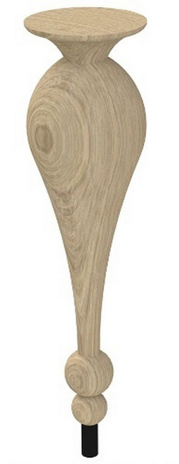 24" Tipt Toe Bun Foot & 2" Wrought Iron Ferrule White Oak 6" Diam. X 24" H