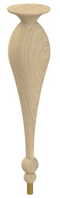 29" Tipt Toe Bun Foot & 2" Satin Brass Ferrule White Oak 6" Diam. X 29" H