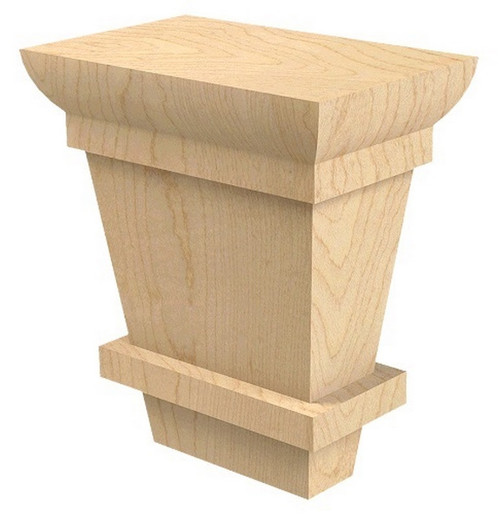 Palladian Bun Foot Hard Maple 4" W X 2.5" T X 4.5" H