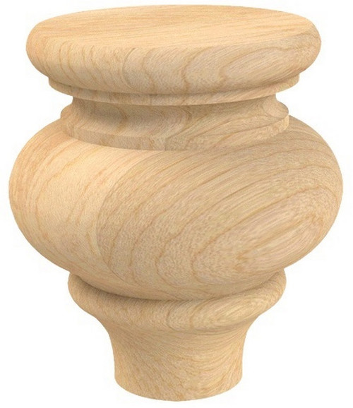 Country French Bun Foot Hard Maple 3.625" Diam. X 4" H