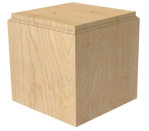 Large Square Bun Foot/Column Base Red Oak 5" SQ. X 5" H