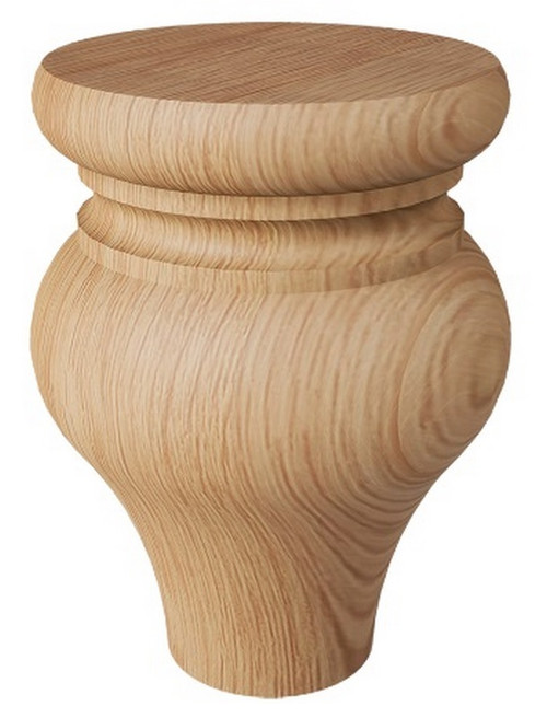 Tulip Bun Foot Red Oak 3.5" Diam. X 4.625" H