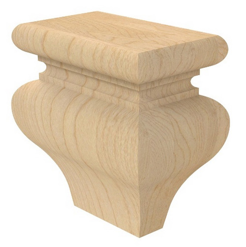 Petite Toe Kick Tulip Bun Foot Hard Maple 4" W x 2.5" D x 4.125" H