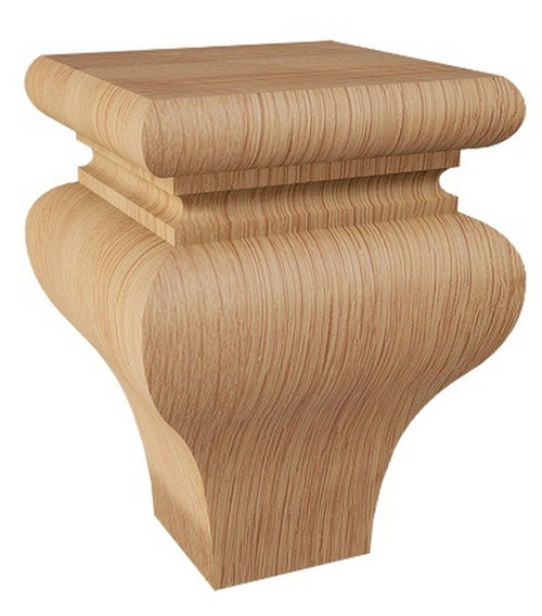 Square Tulip Bun Foot Red Oak 3.5" SQ. X 4.625" H