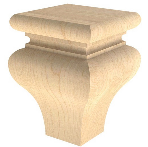 Square Tulip Bun Foot Alder 3.5" SQ. X 4.625" H