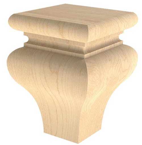 Square Tulip Bun Foot Hard Maple 3.5" SQ. X 4.625" H