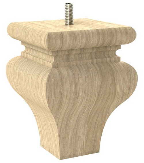 Square Tulip Bun Foot w/Bolt White Oak 3.5" SQ. X 4.625" H