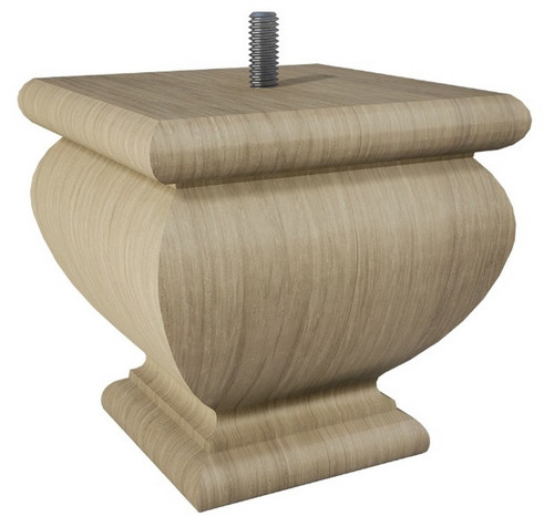 4" H Square Lille Bun Foot w/Bolt Hard Maple 4" SQ. x 4" H