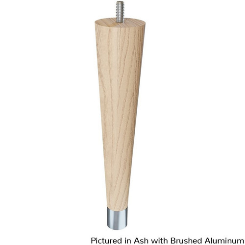 9" Round Tapered Leg with 1" Brushed Aluminum Ferrule Ash 1.87" Diam. X 9" H