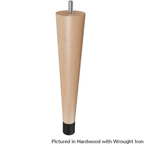 9" Round Tapered Leg with 1" Flat Black Ferrule Hardwood 1.87" Diam. X 9" H