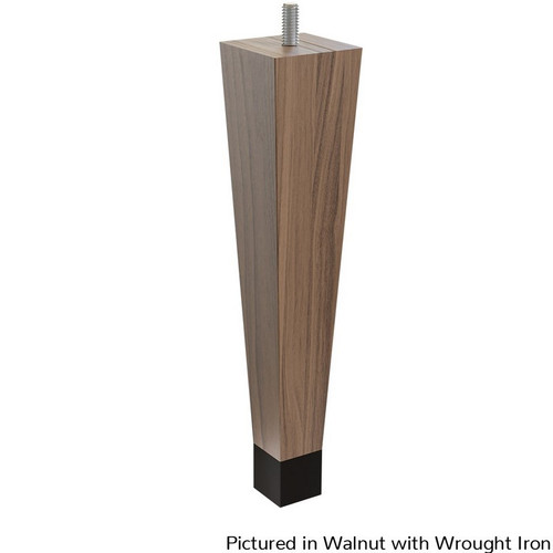 9" Square Tapered Leg with 1" Flat Black Ferrule Walnut 1.87" Square X 9" H