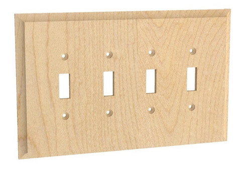 Quad Light Switch Plate Alder 9.125" W x .375" T x 5.75" H