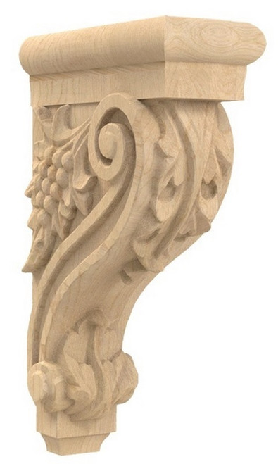 Narrow Grape Hand Carved Corbel Hard Maple 3.5" W X 8" D X 13" L