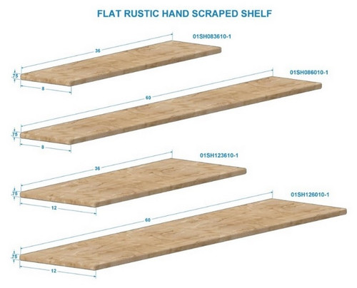 8" x 36" Flat Rustic Hand Scraped Shelf, Walnut 8" X 36" X .75"