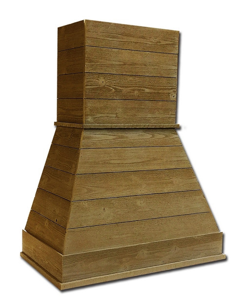 Castlewood - SY-WCSLRH-36-BR-D - Rustic Shiplap Chimney Hood W/ Removable Access Panel W/O Chimney Extension - Brown