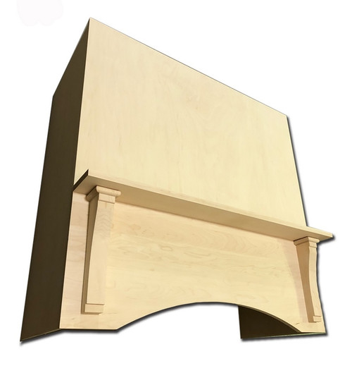 Castlewood - SY-WMDPS-4830-M - 48" Connoisseur Hood W/Plain Valance And Shaker Corbels - 30" Height - Maple