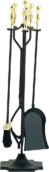 Dagan Industries - 5 Piece Polished Brass/Black Fireset - 3532